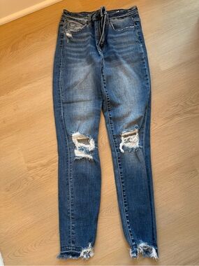 Flying Monkey Blue Distressed High-Rise Skinny Jeans